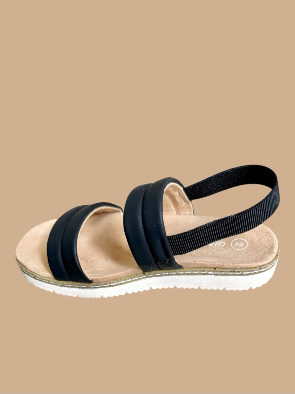 Cat & Jack Black Two-Strap Slingback Sandal Size 2 Kids